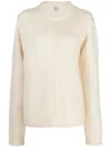 Totême Ribbed-knit Wool Top In Neutrals