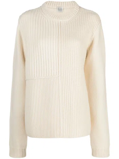 Totême Ribbed-knit Wool Top In Neutrals