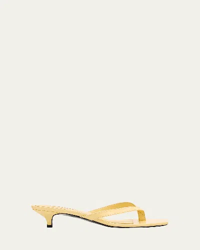 Totême Naplack Leather Kitten-heel Sandals In Yellow