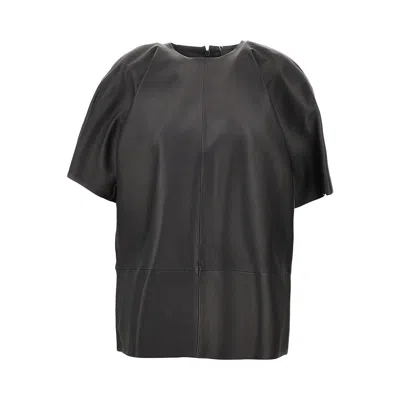 Totême Nappa Leather Cocoon Top In Black