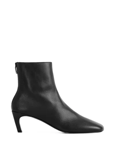 Totême Toteme Soft Nappa Ankle Boots With Mid Heel And Back Zip In Black