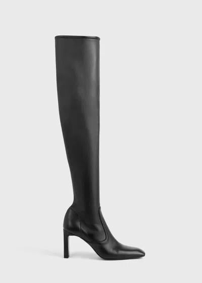Totême Nappa Over-the-knee Boots Black In Animal Print