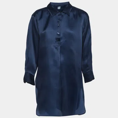 Totême Navy Blue Silk Oversized Tunic