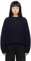 Totême Navy Chunky Sweater In 016 Navy