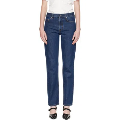 Totême Navy Low Straight Jeans In Blue