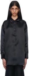 Totême Navy Silk Shirt In Black