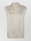 Totême Neckline Satin Sleeveless Top In Neutral