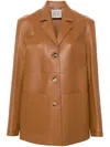 Totême Lederjacke Mit Fallendem Revers In Brown