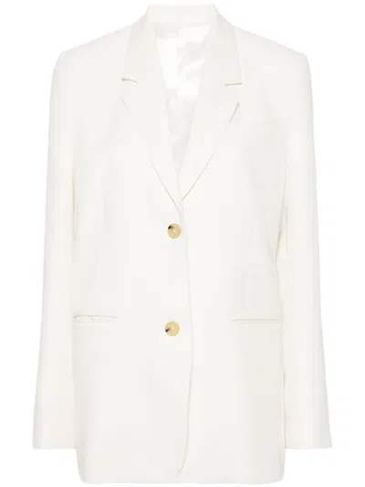 Totême Off-white Single-breasted Blazer In 188 Meringue
