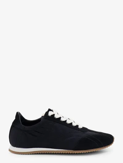Totême Nylon And Suede Sneakers With All-over Stitching In Black