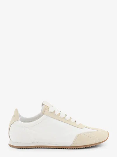 Totême Nylon And Suede Sneakers With All-over Stitching Detail In White