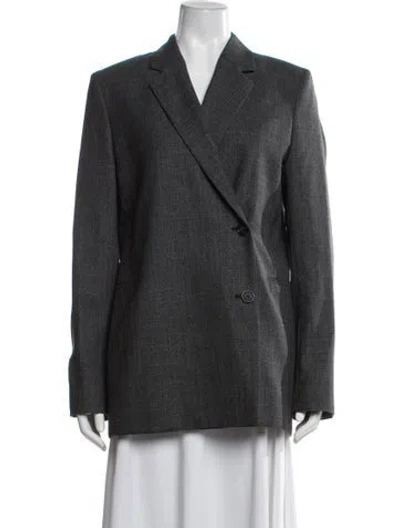 Pre-owned Totême Off Center Wrap Blazer Wool Coat In Gray