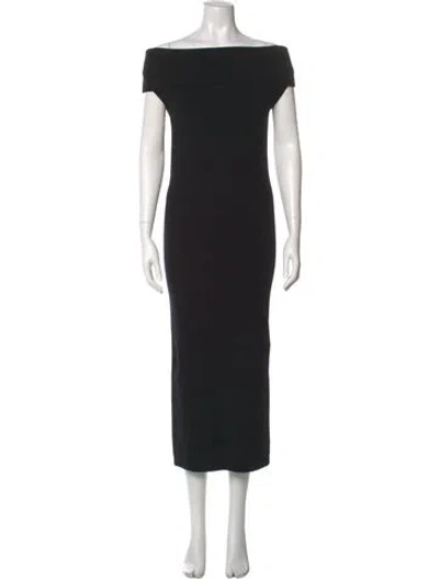 Pre-owned Totême Off Shoulder Rib Knit Dress. Midi Length Dress In Black