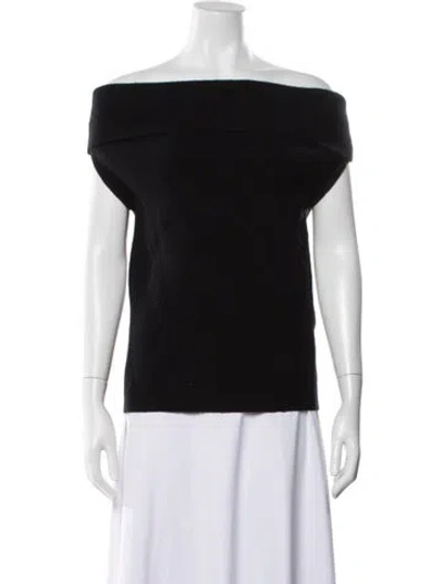 Pre-owned Totême Off Shoulder Rib Knit Wool Top In Black