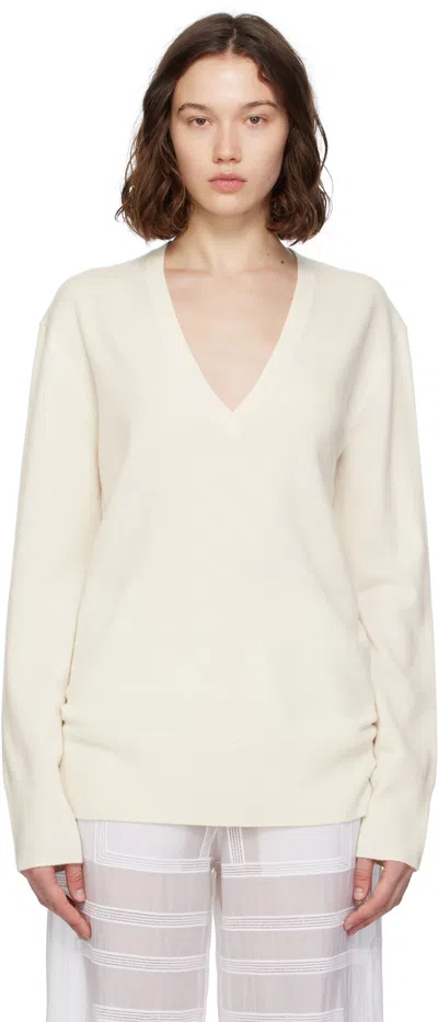 Totême Off-white Cashmere V-neck Knit Jumper