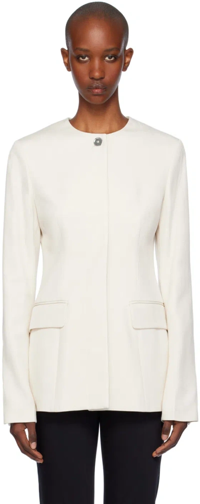 Totême Off-white Collarless Cinched Jacket In Beige