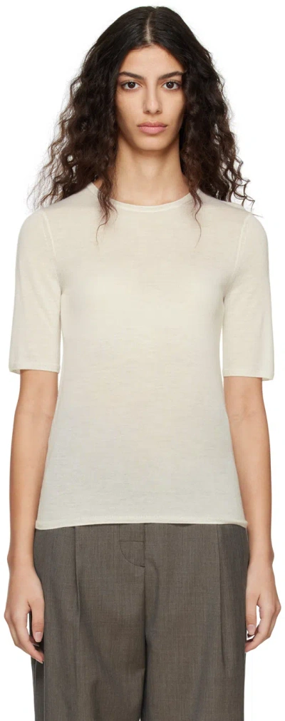 Totême Off-white Crewneck T-shirt In 199 Bone