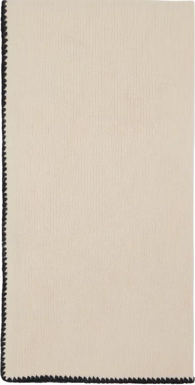 Totême Off-white Embroidered Wool Cashmere Scarf In 007 Snow