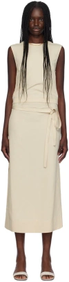 Totême Off-white Fluid Tie-waist Maxi Dress In 087 Pearl