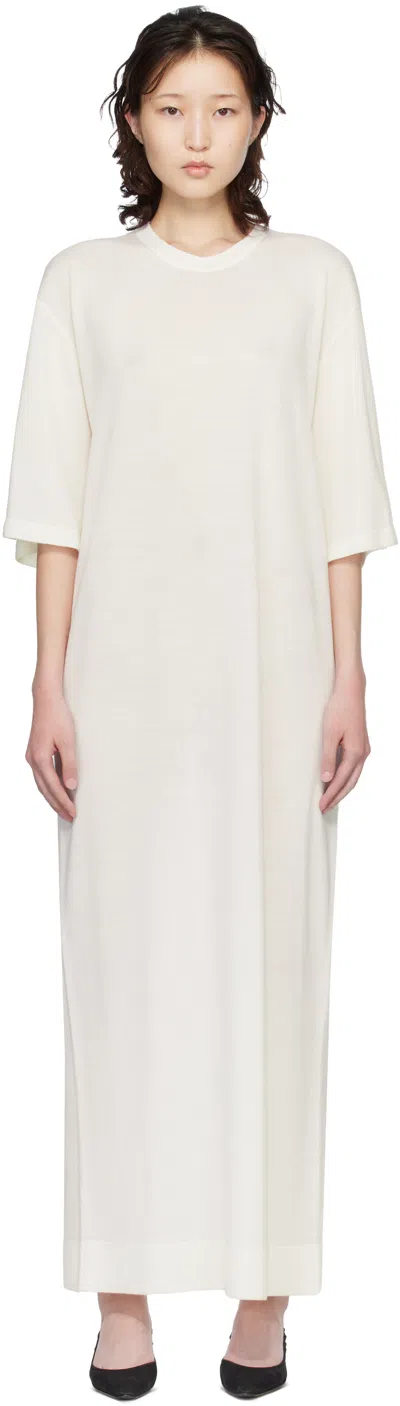 Totême Off-white Merino Knit Tee Maxi Dress In Sand