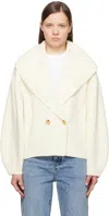 Totême Toteme Double Breasted Shawl Collar Wool Blend Rib Cardigan In Milk 106