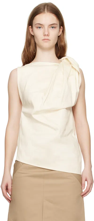Totême Off White Shoulder-twist Blouse In 116 Ecru