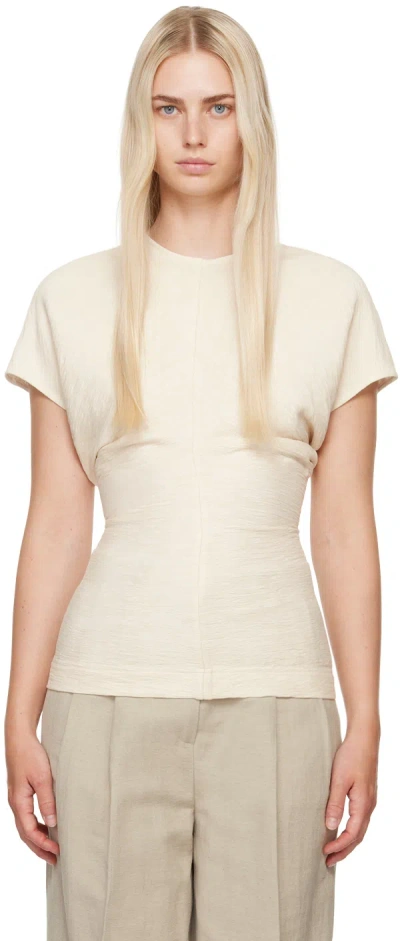 Totême Off-white Sleeveless Funnel Neck Blouse In Beige