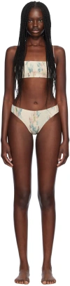 Totême Off-white Smocked Mid-rise Bikini In 201 Washed Floral