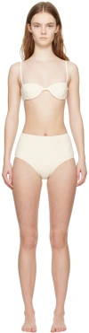 Totême Off White Sweetheart Neck Bikini In 172 Tofu