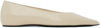 Totême Minimalist Croc-embossed Patent Leather Ballerina Flats In Neutral