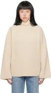 Totême Off-white Wrapped Turtleneck In 009 Stone