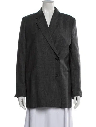 Pre-owned Totême Off-center Wrap Blazer Wool Blazer In Gray