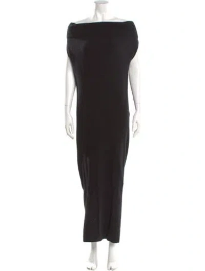 Pre-owned Totême Off-shoulder Rib Knit Long Dress In Black