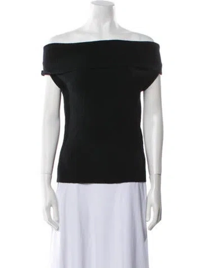 Pre-owned Totême Off-shoulder Rib Knit Wool Sweater In Black