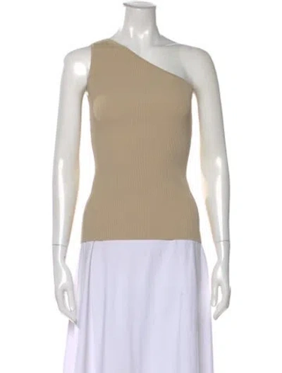 Pre-owned Totême Off-shoulder Ribbed Top One-shoulder Top In Neutral