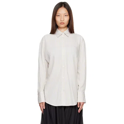 Totême Off-white & Blue Oversized Striped Shirt In Gray