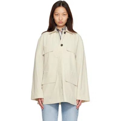 Totême Off-white Collared Drawstring Jacket In Gray