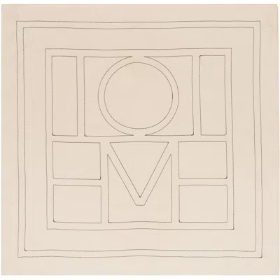 Totême Off-white Embroidered Monogram Silk Scarf