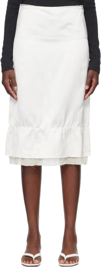 Totême Off-white Layered Satin Midi Skirt