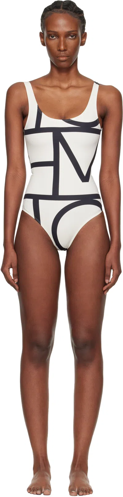 TOTÊME OFF-WHITE MONOGRAM ONE-PIECE SWIMSUIT