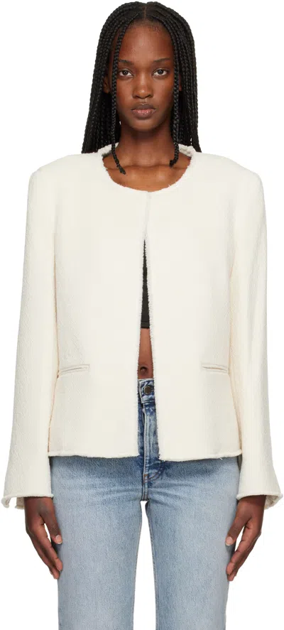 Totême Off-white Open-front Bouclé Blazer In Sand