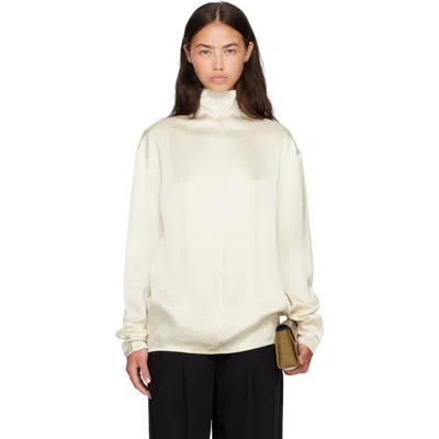 Totême Off-white Slouch-neck Blouse In Sand