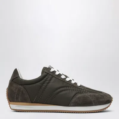Totême Toteme Olive Green Suede And Fabric Sneakers In Multi