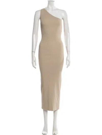 Pre-owned Totême One Shoulder Ribbed Dress Midi Length Dress W/ Tags In Neutral