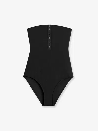 Totême One-piece Swimsuit With Ribbed Knit In Black