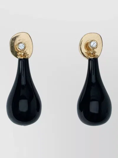 Totême Onyx Teardrop Gemstone Crystal Drop Earrings In Black