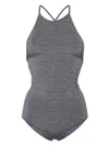 Totême Open-back Mélange Swimsuit In Grey