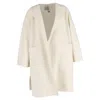 Totême Open Coat With Pockets In Ivory Wool In White
