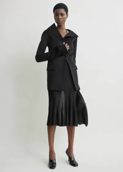 Totême Open Collar Wool Jacket Black In Multi