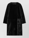 Totême Open Front Shearling Mid-length Coat In Black